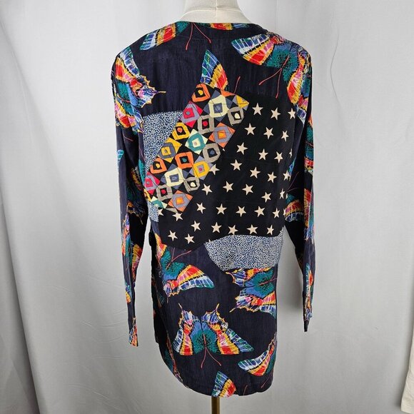 Canvasbacks Vintage Small Butterfly Patchwork Tunic Top Boho Maximalism Artsy - Picture 7 of 11